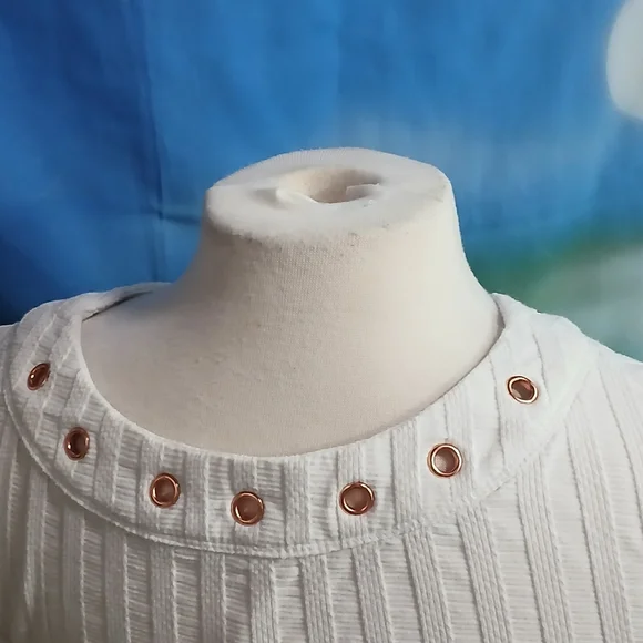 Free People Women's White Lace-Up Top Sz Med - Picture 6 of 7